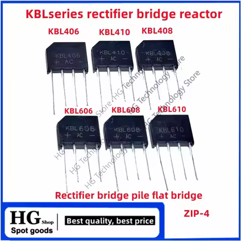 10PCS/Lot Original new KBL406 KBL408 KBL410KBL606 KBL608KBL610 4A 6A 600V 800V1000V ZIP-4rectifierFl