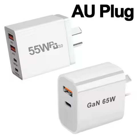 55w 65w AU Plug Fast USB Charger Type C Charger for Xiaomi Redmi iPhone Samsung SmartPhone Quick Cha