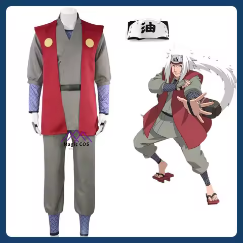 Anime Jiraiya Cosplay Costume Role Playing Clothes Full Set Outfit with Headwear for Men Adult Comic