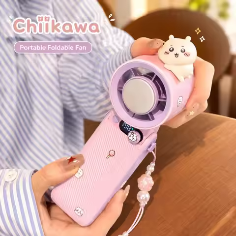 Kawaii Chiikawa Handheld Fan Portable Mini Fan Foldable Cooling Fan Adjustable Wind Speed USB C Rech