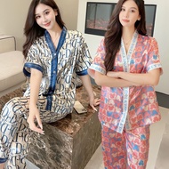 mysteryoffemale Baju Tidur Wanita Satin Lengan Pendek Satin Pyjamas Women Sleepwear Baju Tido Peremp