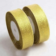 SATIN RIBBON GOLD GLITTER RIBBON 2.5CM SATIN RIBBON