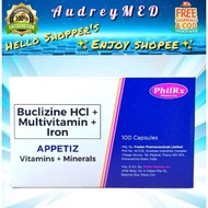 APPETIZ (Buclizine HCI + Multivitamin + Iron) 100 Capsules