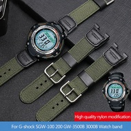 Canvas Watchband Waterproof Nylon Strap for C-asio SGW-100 SGW-200 100B GW-3500B 3000B G Shock Sport