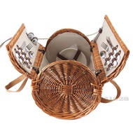 Big Rattan Picnic Basket with Tableware Storage Basket Woven Picnic Outdoor Fruit Basket Camping Storage Box Full Set OT