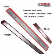 Stainless Steel Metal Ruler / Pembaris besi 15cm / 30cm / 100cm long