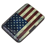 Mini RFID Aluminum Wallet Credit Cards Holder Business Card Case Metal ID Case for Men Women (Flag)