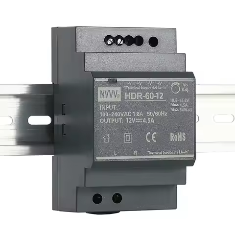 NVVV HDR Series HDR-60W Din Rail Switching Power Supply 12V Power Supply 60W AC-DC 24V Voltage Stabi