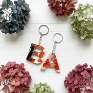 Red Flower Letter Keychain - Decoration l Key l Resin l Souvenir l Bag l Keychain
