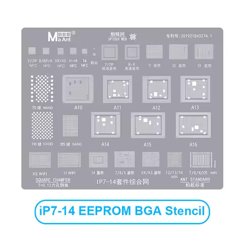 MaAnt BGA Reballing Stencil For iPhone 8-14 Pro MAX Motherboard CPU NAND IC Chipping Planting Tin Te