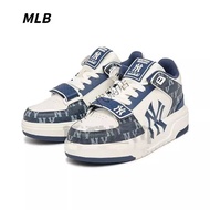 MLB韩国代购女鞋男款学长鞋24夏冬新款NY高帮厚底增高运动休闲板 纽约洋基队/中帮深海军蓝色 40