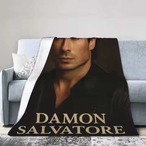 Damon Salvatore The Vampire Diaries Blanket Fleece Decoration Ian Somerhalder Portable Warm Throw Bl