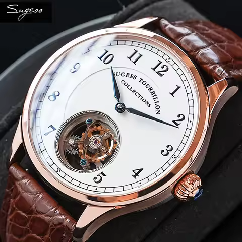 Sugess Genuine Tourbillon Business Men Watch Original ST8000 Movement Luxury Skeleton Mechanical Wat