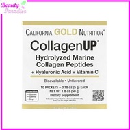 CALIFORNIA GOLD NUTRITION - CollagenUP® 水解海洋膠原蛋白勝肽 透明質酸+維他命 C 原味 10包 每包 0.18 盎司 ( 5 克) [平行進口] 此日期前最佳