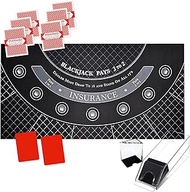 Playzaic House Advantage Blackjack Set with 6 Decks of Playing Cards, Neoprene Table Mat, Dealer Sho
