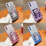 Casing For Apple iPhone 11 Pro Max Case iPhone 6 Plus Case iPhone 6S Plus Case iPhone 14 Plus Case iPhone 15 Plus Case iPhone X Case iPhone XS max Case iPhone XR Case Cute Soft Full Little Bear Stand Phone Bracket Case Cover Cassing Cases AB