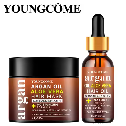YOUNGCOME Morocco Aloe Vera Hair Mask Improves Damaged Hair Repairs Frizz Strengthen Fluffiness Make