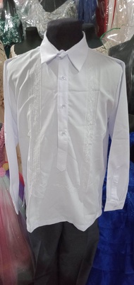 polo barong (long sleeves)(white)