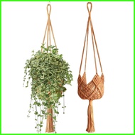 Macrame Plant Hanger 2X Woven Rope Hanger Trendy Boho Crochet Flower Pots Basket for Indoor Outdoor 