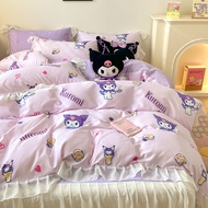 Kuromi &amp;Kitty 100%cotton Skirt Cadar Fitted Sheet Bed Set 3 in 1 41in 1bedsheet Set Pillowcase Single/Queen/King Skirt Bedsheet Set