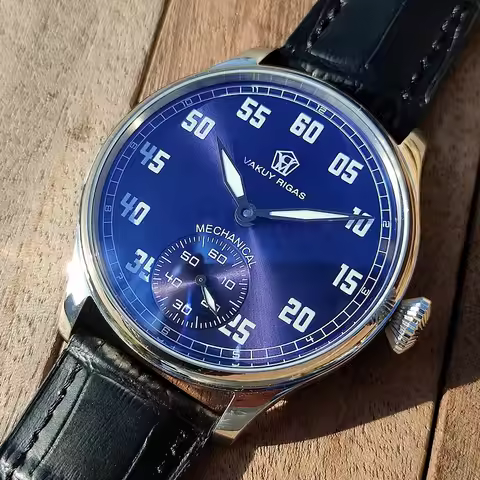 Vakuy Manual Mechanical German Military Watch Dafei Seagull ST3621 Jones Sword Swiss C1 Luminous Blu