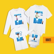 Baju Custom Boss Baby BBO5 Nama Baby Budak & Dewasa Keluarga Family Muslimah Lengan Panjang Set Tshi