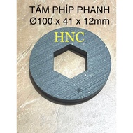 Brake pad Ø100 x 41 x 12mm, brake pad for gear reduction motor, D100 x 12mm thick, 41mm hexagonal ho