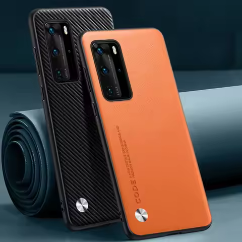 Luxury PU Leather Case For Huawei P40 Pro Plus Back Cover Matte Silicone Full Protection Phone Case 