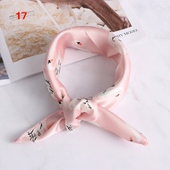 W3RF แฟชั่น ที่คาดผม หัว-คอผูก กระเป๋าผูก วินเทจเล็ก ผู้หญิงผ้าพันคอสี่เหลี่ยม ผ้าเช็ดหน้า ซิลค์ ฟีล