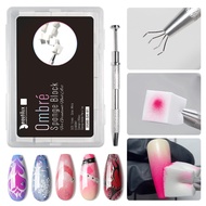 beautilux Nail Sponges for Ombre, 80Pcs Gradient Nail Sponge with 4 Claws Nail Sponge Grabber, Nail 