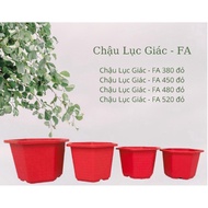 [ Combo of 5 pieces ] Hexagonal plastic plant pots FA350, FA380, FA450, FA480, FA520, FA600 brick re