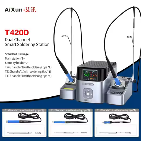 Aixun T420D Intelligent Double Soldering Station With Solder Iron T245/T210/T115 Daul Handle Welding