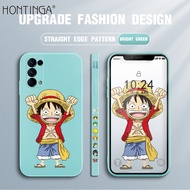 Hontinga Casing Case For OPPO Reno5 Reno 5 5G 4G Case Cartoon Anime Luffy Case Square Original Liquid Soft Silicone Edge Pattern Case Full Cover Camera Protection Cases Back Phone Casing Softcase For Boys