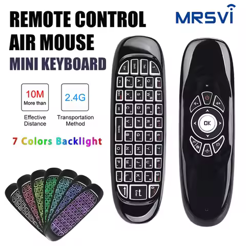 C120 Air Mouse 2.4G RF Smart Remote Control 7 Color Backlight English Wireless Keyboard for Android 