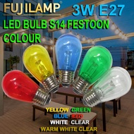 (READY STOCK) E27 Colourful LED Bulb 3W S14 Plastic Bulb Party Fairy Lights Outdoor RGB String Light