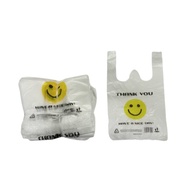 100pcs 200pcs- Sando Bag / Plastic Bag color Red and Transparent Happy Smile Face Have a nice Day