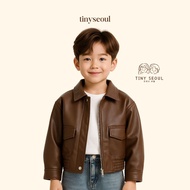 TINY SEOUL PREMIUM UNISEX CHILDREN'S LEATHER JACKET - DAHYE LEATHER JACKET - Boys' and Girls' LEATHE
