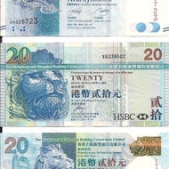 Mata Uang Asing 20 Dollar hongkong kertas Asli 100%