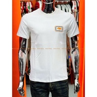 HR08 H.RHINO Men's T-shirt Round Neck Orange White Full Embroidery, 2-Way Stretch Cotton, Beautiful 