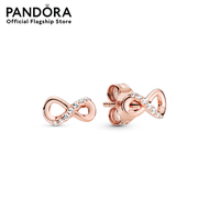 Pandora Infinity Rose stud earrings with clear cubic zirconia