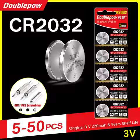 Doublepow Original GPCR2032 ECR2032 CL2032 CR2032 3V Lithium Battery 5-50pcs for watch, toys, car ke