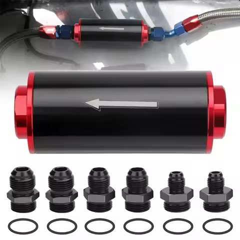 50mm Filter 100 Micron Cleanable Inline Fuel Filter Mount Universal High Flow Turbo 6AN 8AN 10AN Ada