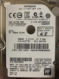 HITACHI 500G 2.5吋硬碟 HTS547550A9E384 良品 無壞軌 灌系統 資料備份的最 NO.965
