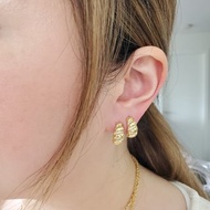 925 純銀耳針 鍍 18K金 耳環 ~ 麻花鑲鑽耳環 ~ 螺紋耳環