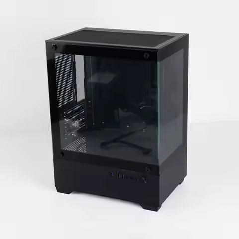 MANMU Computer Case Aluminum Micro-ATX pc Case Tempered Glass Cabinet Computer Slim pc Gaming Case