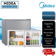 Midea 50L Mini Bar Refrigerator MDRD86FGG Silver Model Fridge Replaces MS-50V / Peti Ais Kecil