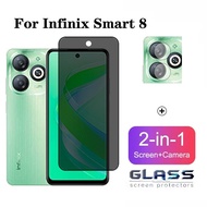 2 in 1 infinix Smart 8 4G Privacy Tempered Glass Anti-Spy Full Coverage Screen Protector For infinix Smart 8 Pro Note 30 Hot 30i 4G 5G Lens Camera Protector + Flim