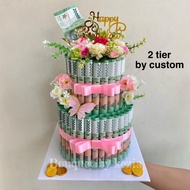 ( Custum ) Money Cake 2 Tier | Kue Ulang Tahun | Kue Uang Ultah