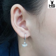 Anting Jepit Perak Asli Silver 925 Lapis Emas Putih Model Gantungan Angsa Permata Model Emas Perhias