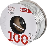 EMOS Antenna Cable 100 m White, Coaxial Cable for SAT, TV and CCTV, Type CB50F, Double Shielded TV C